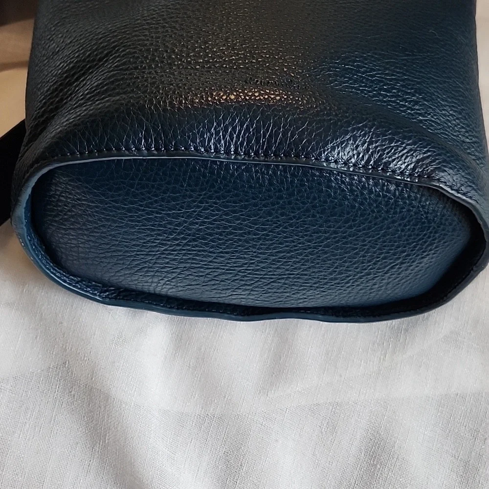 Steven Alan Ex Cond Blue Denim Pebble Leather Bucket Crossbody Bag, $64